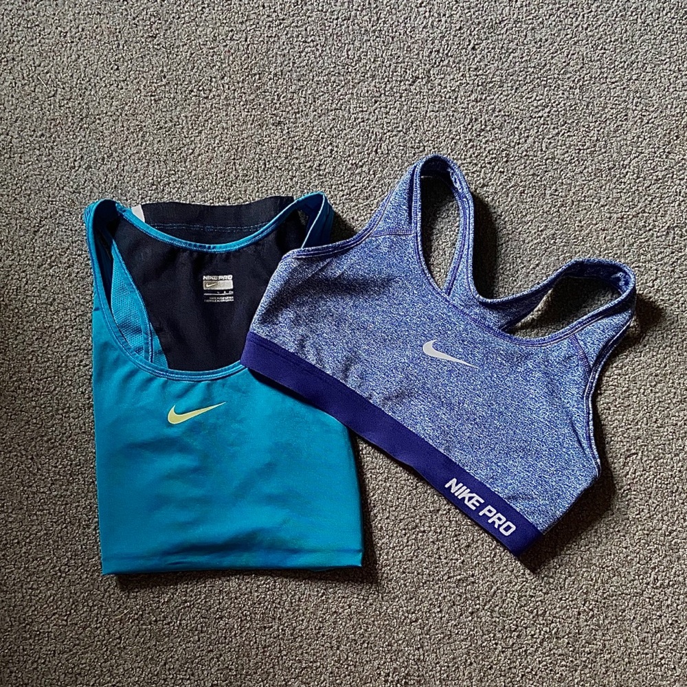 nike pro tank and sports bra